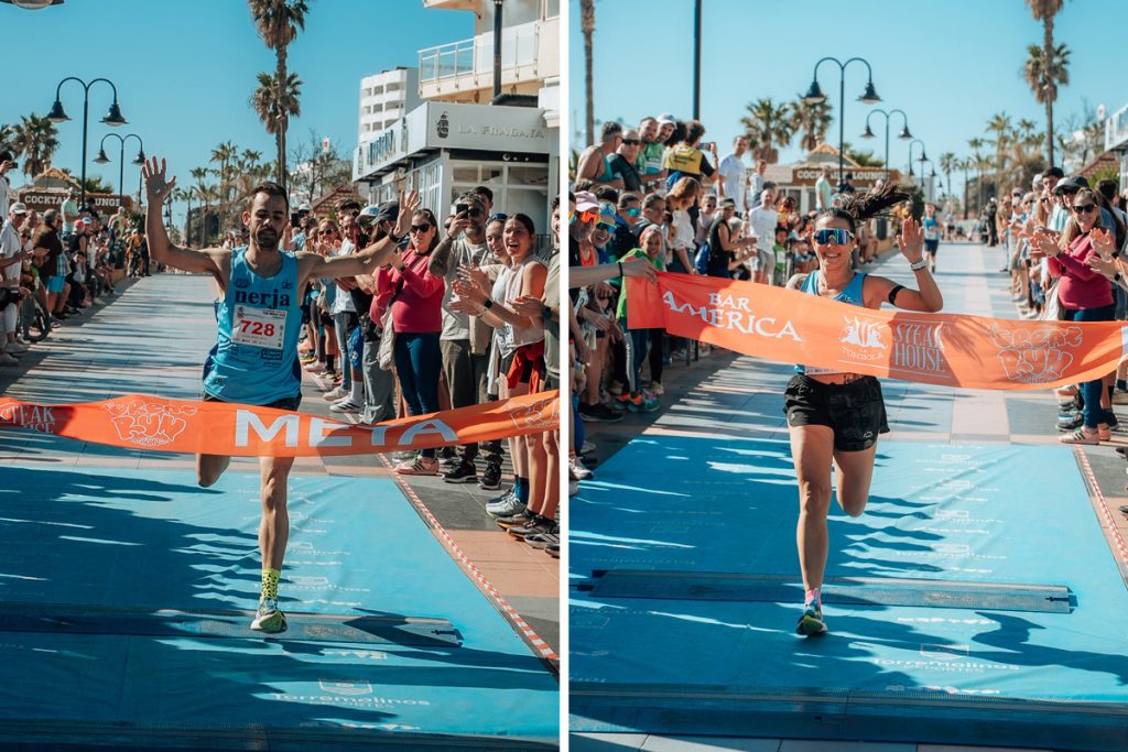 Llegada a meta de los ganadores de la Milla en The Great Run La Carihuela en Torremolinos